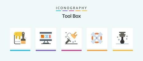 Tools Flat 5 Icon Pack Including garage. wrench. planning. tool. tool. Creative Icons Design vector