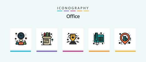 Office Line Filled 5 Icon Pack Including office. document. files. attachment. map. Creative Icons Design vector