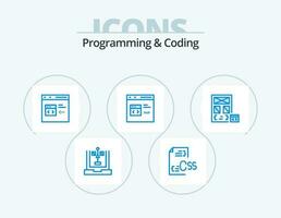 Programming And Coding Blue Icon Pack 5 Icon Design. develop. code. development. development. coding vector