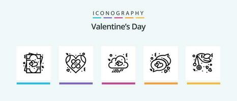 Valentines Day Line 5 Icon Pack Including cloud. letter. love. love. bird. Creative Icons Design vector