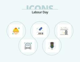 Labour Day Flat Icon Pack 5 Icon Design. crain. architecture. labour. screw. screw vector