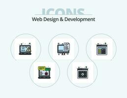 Web Design And Development Line Filled Icon Pack 5 Icon Design. api. search. coding. gear. file vector