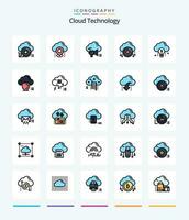 Creative Cloud Technology 25 Line FIlled icon pack  Such As plus. add. gps. cloud. cloud vector