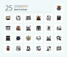Back To School 25 Line Filled icon pack including back to school. education. drawing. back to school. bag vector