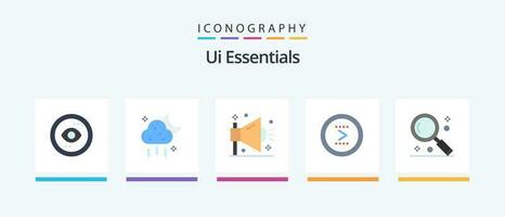 Ui Essentials Flat 5 Icon Pack Including next. circle. weather. arrow. seo. Creative Icons Design vector