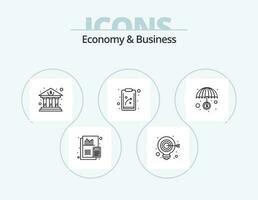 economía y negocio línea icono paquete 5 5 icono diseño. desarrollo. papel. accesibilidad. factura. documento vector