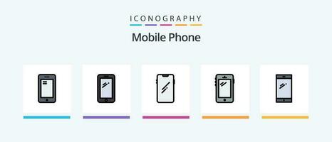 paquete de 5 íconos llenos de línea de teléfono móvil que incluye .. diseño de íconos creativos vector