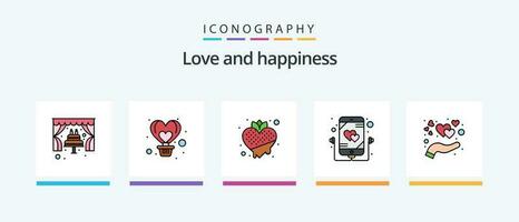 Love Line Filled 5 Icon Pack Including bird. love. energy. heart. care. Creative Icons Design vector