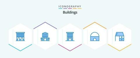 edificios 25 azul icono paquete incluso . mezquita. . oficina escritorio vector