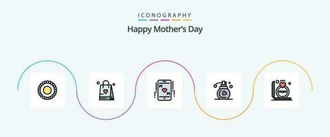 Happy Mothers Day Line Filled Flat 5 Icon Pack Including . mom. mom. gift. makeup vector