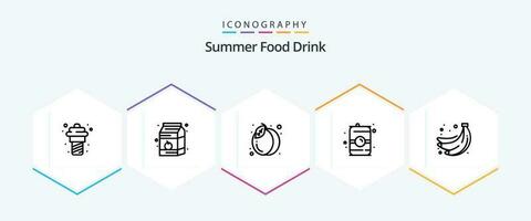 verano comida bebida 25 línea icono paquete incluso alimento. agua. embalar. poder. bebida vector