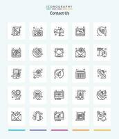 Creative Contact Us 25 OutLine icon pack  Such As communication. anytime. box. website. error vector