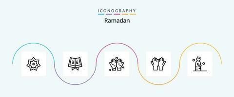 Ramadán línea 5 5 icono paquete incluso oración . musulmán . santo . namaz vector
