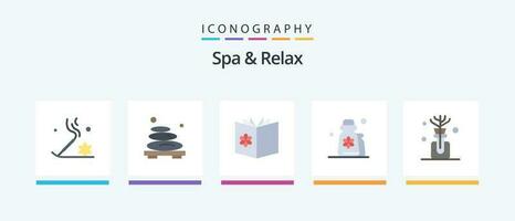 Spa And Relax Flat 5 Icon Pack Including lotion. cosmetics. stone. beauty. mixture. Creative Icons Design vector