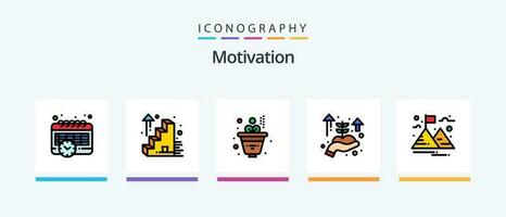 motivación línea lleno 5 5 icono paquete incluso . meta. hoja. dardos. insignia. creativo íconos diseño vector