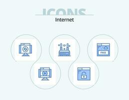 Internet Blue Icon Pack 5 Icon Design. wireless. technology. secure. router. stop vector