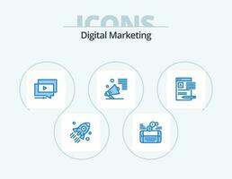 Digital Marketing Blue Icon Pack 5 Icon Design. megaphone. advertising. facebook. presentation. tutorial vector