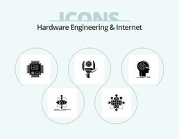 Hardware Engineering And Internet Glyph Icon Pack 5 Icon Design. machine. automation. operation. technology. microchip vector