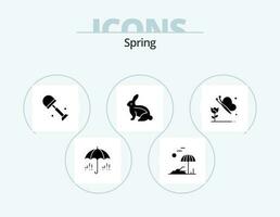 Spring Glyph Icon Pack 5 Icon Design. flower. rabbit. big. easter bunny. bunny vector