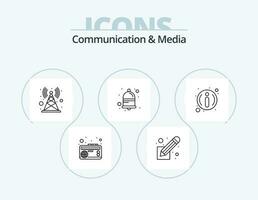 Communication And Media Line Icon Pack 5 Icon Design. screen. globe. internet. search. business vector