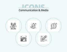 Communication And Media Line Icon Pack 5 Icon Design. screen. globe. internet. search. business vector