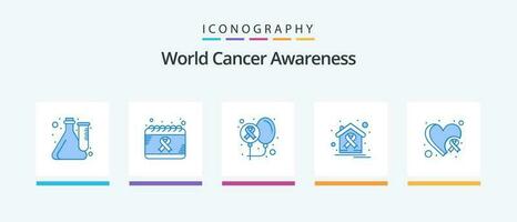 mundo cáncer conciencia azul 5 5 icono paquete incluso día. mundo día. salud. mundo. día. creativo íconos diseño vector
