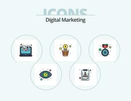 digital márketing línea lleno icono paquete 5 5 icono diseño. producto. aplicación almacenamiento. datos vector