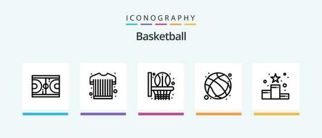 Basketball Line 5 Icon Pack Including sports clothing. shirt. match. basketball. net. Creative Icons Design vector