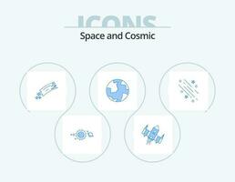 Space Blue Icon Pack 5 Icon Design. globe. comet. space. space. astronomy vector