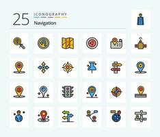 Navigation 25 Line Filled icon pack including location. compass. map. map. navigation vector