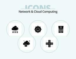 Network And Cloud Computing Glyph Icon Pack 5 Icon Design. . tecnology. storage. computing. share vector