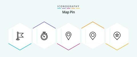 Map Pin 25 Line icon pack including . location. . stare vector