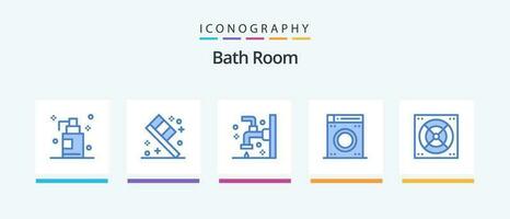 Bath Room Blue 5 Icon Pack Including . bath. cleaning. fan. machine. Creative Icons Design vector