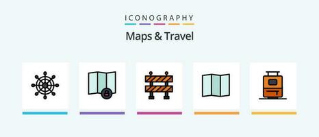 mapas y viaje línea lleno 5 5 icono paquete incluso . coordinar. porta. creativo íconos diseño vector
