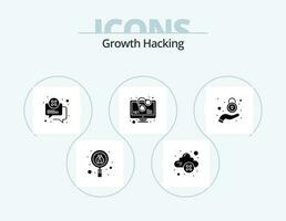 Hacking Glyph Icon Pack 5 Icon Design. security. warn. attention. unlock. code vector