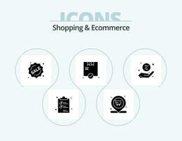 Shopping and Ecommerce Glyph Icon Pack 5 Icon Design. sale. check. cart. box. shopping vector