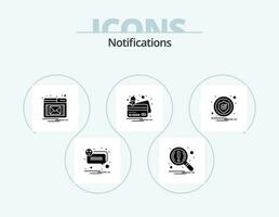 Notifications Glyph Icon Pack 5 Icon Design. notification. alert. email. payment. credit vector
