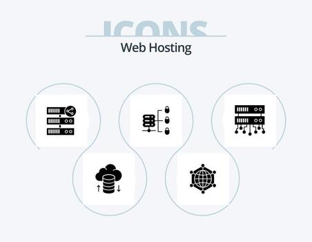 web hospedaje glifo icono paquete 5 5 icono diseño. seguro servidor . web. web . servidor . compartir vector