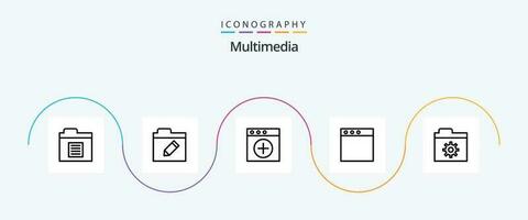 multimedia línea 5 5 icono paquete incluso . nuevo. carpeta. controlar vector