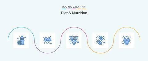 dieta y nutrición azul 5 5 icono paquete incluso sano alimento. arroz. dieta. saludable. dieta vector