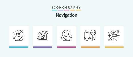 Navigation Line 5 Icon Pack Including arrow. map. settings. location. navigation. Creative Icons Design vector