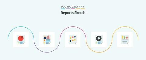 Reports Sketch Flat 5 Icon Pack Including page. data. user. check. paper vector