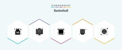 Basketball 25 Glyph icon pack including basketball. watch. bath. timer. chronometer vector