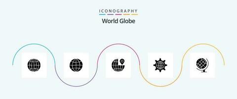 Globe Glyph 5 Icon Pack Including . internet. geography vector
