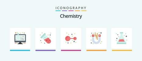 Chemistry Flat 5 Icon Pack Including acid. test. atom. magnet. lab. Creative Icons Design vector