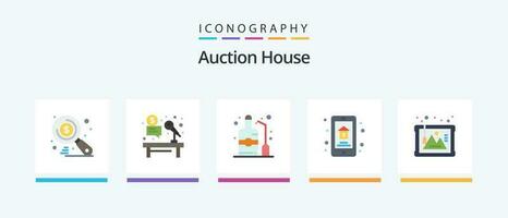 Auction Flat 5 Icon Pack Including real estate. home. job. auction. wine. Creative Icons Design vector