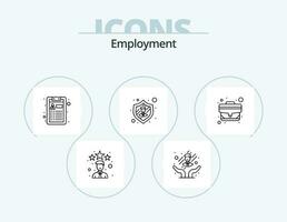 Employment Line Icon Pack 5 Icon Design. news paper. employment. personal up gradation. mechanism. development vector