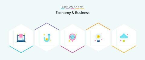 Economy And Business 25 Flat icon pack including funding. light. business. seo. idea vector