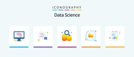 Data Science Flat 5 Icon Pack Including book. redo. server. processing. search. Creative Icons Design vector