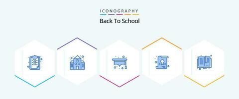 Back To School 25 Blue icon pack including library. books. hat. back to school. diploma vector